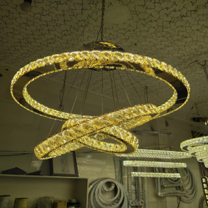 لوستر کریستالی آویز سه حلقه سایز ۷۰