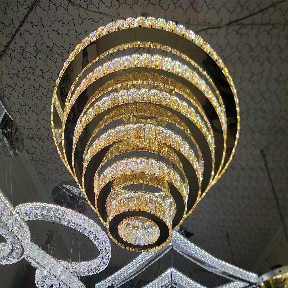 لوستر کریستالی آویز شش حلقه سایز ۷۰