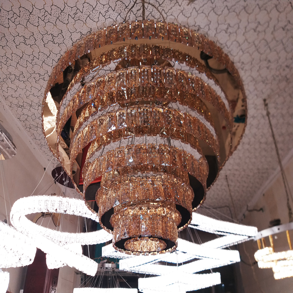 لوستر کریستالی آویز شش حلقه سایز ۷۰