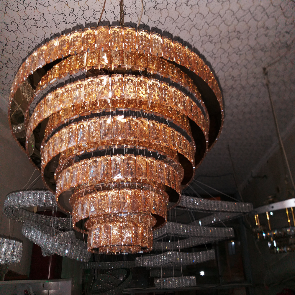 لوستر کریستالی آویز شش حلقه سایز ۷۰