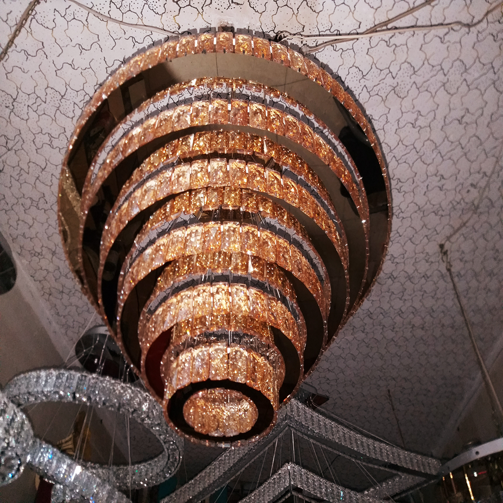 لوستر کریستالی آویز شش حلقه سایز ۷۰