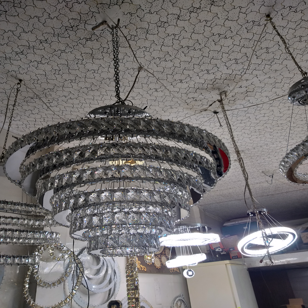 لوستر کریستالی آویز شش حلقه سایز ۷۰