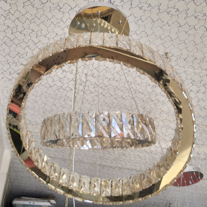 آویز دو طبقه حلقوی کریستالی (مدل اقتصادی) – سایز ۵۰ و ۳۰