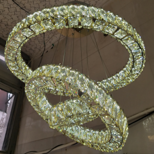 لوستر آویز سه حلقه (سایز ۶۰، ۴۰، ۲۰) – کریستال سه‌طرفه