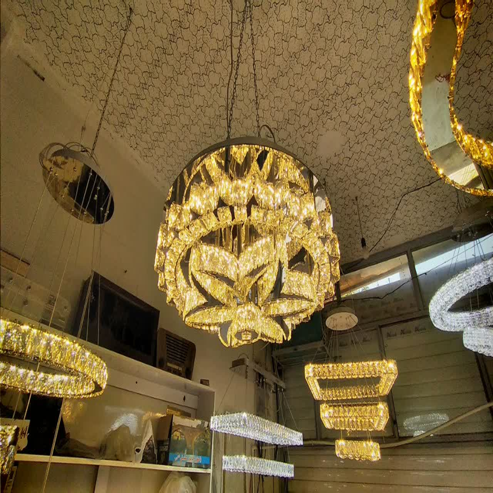 لوستر کریستالی سقفی ۶۰ سانتیمتر مدل «گل»